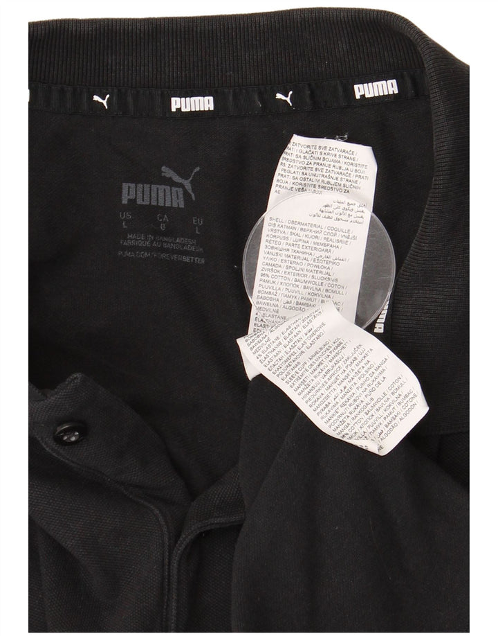 PUMA Mens Polo Shirt Large Black Cotton