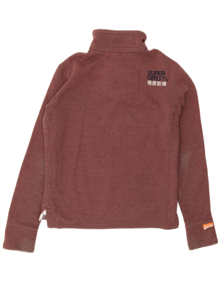 Superdry Mens Button Neck Sweatshirt Jumper Small Burgundy Cotton