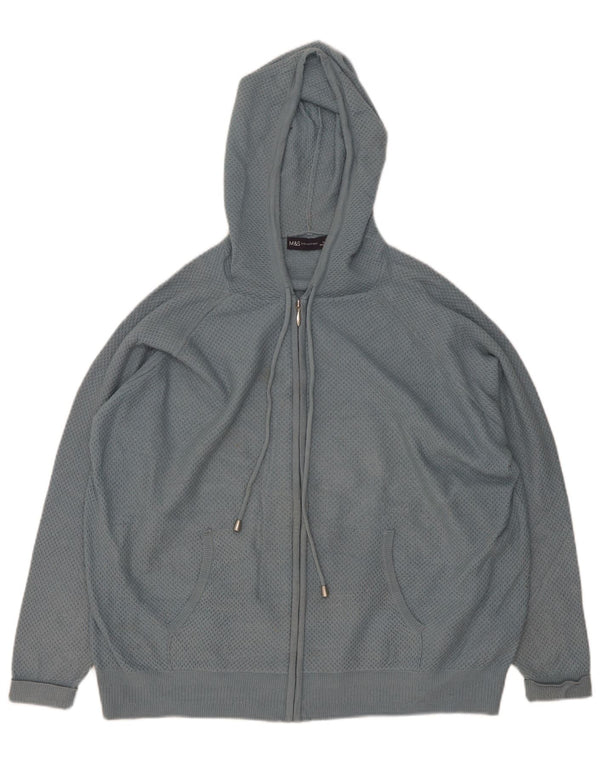 Marks & Spencer Womens Hooded Loose Fit Cardigan Sweater UK 16 Large Blue