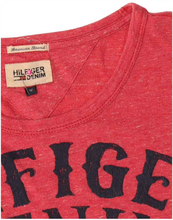 Tommy Hilfiger Mens Graphic T-Shirt Top Medium Red Flecked Cotton