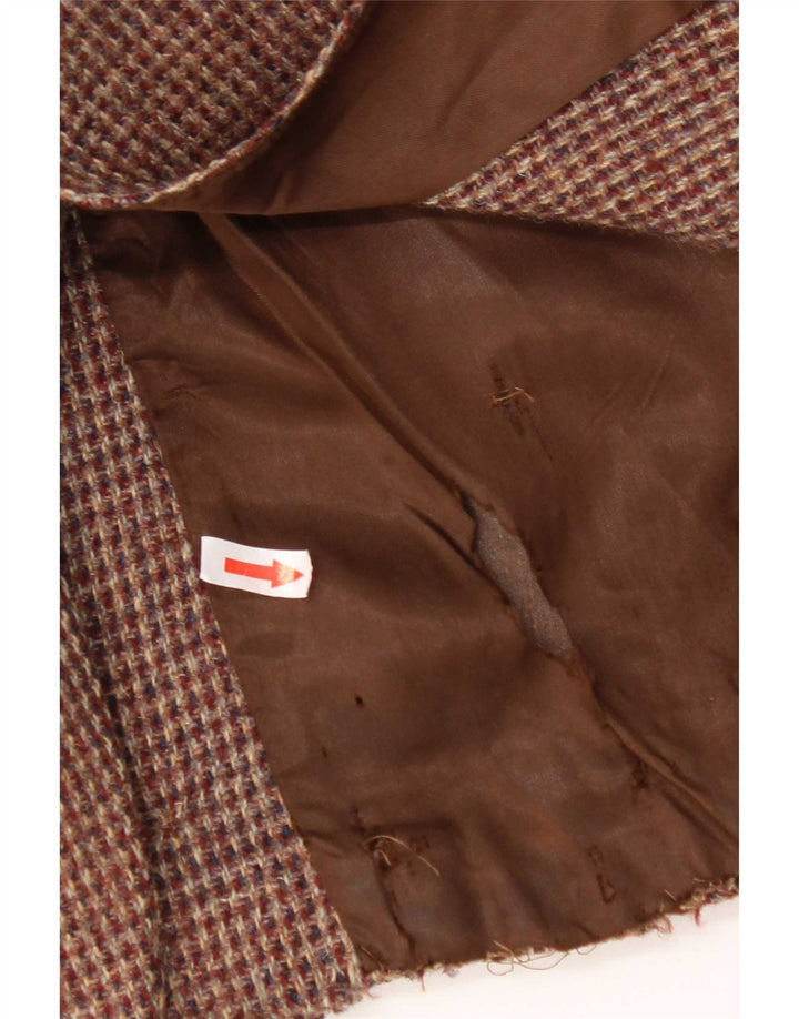 Harris Tweed Mens 2 Button Blazer Jacket UK 36 Small Brown Houndstooth