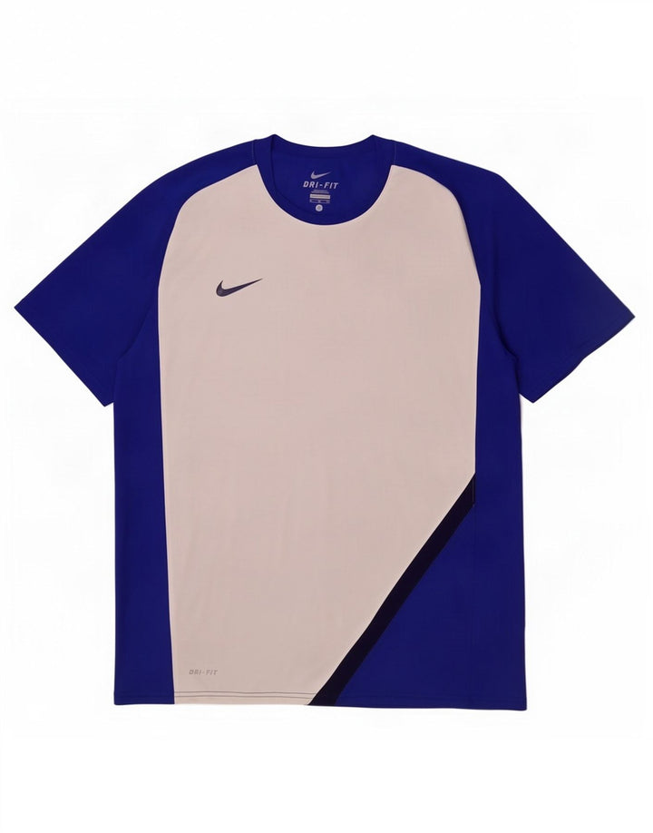 Nike Herre Dri Fit T-Shirt Top XL Blå Colourblock Polyester