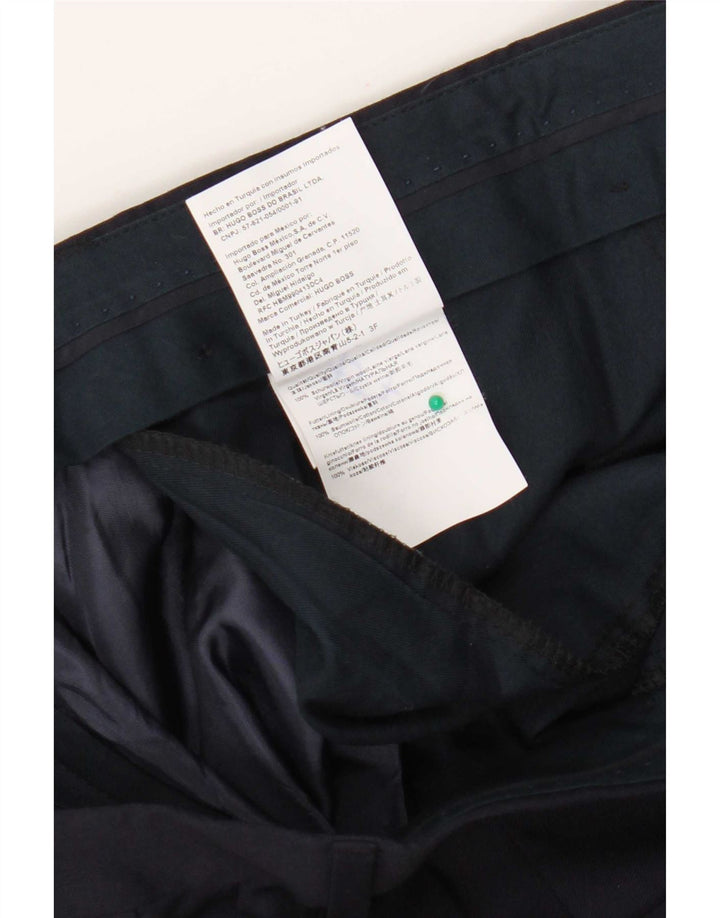 Hugo Boss Mens Slim Suit Trousers W36 L30 Navy Blue Wool