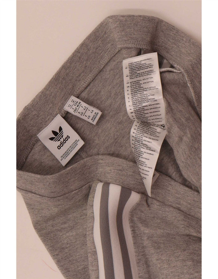 Adidas Damen Leggings UK 14 Mittelgraue Baumwolle