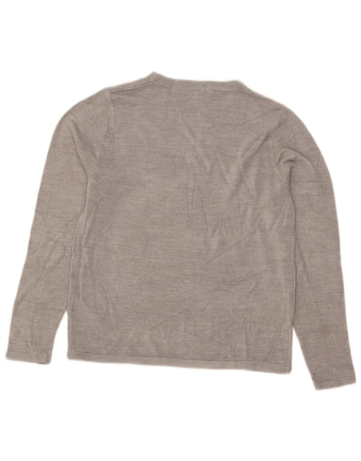 Marks & Spencer Womens Boat Neck Jumper Sweater UK 12 Medium Grey Acrylic