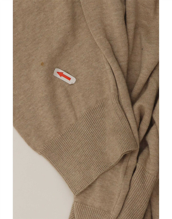 Marks & Spencer Mens Crew Neck Jumper Sweater XL Beige Cotton