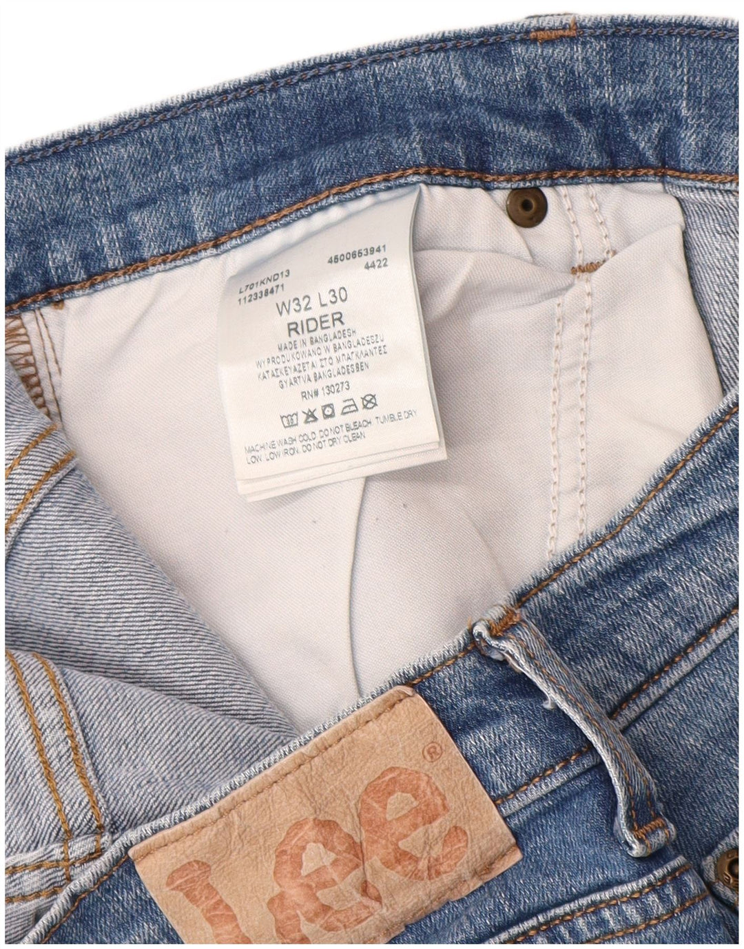Lee Womens Rider Straight Jeans W32 L28 Blue Cotton