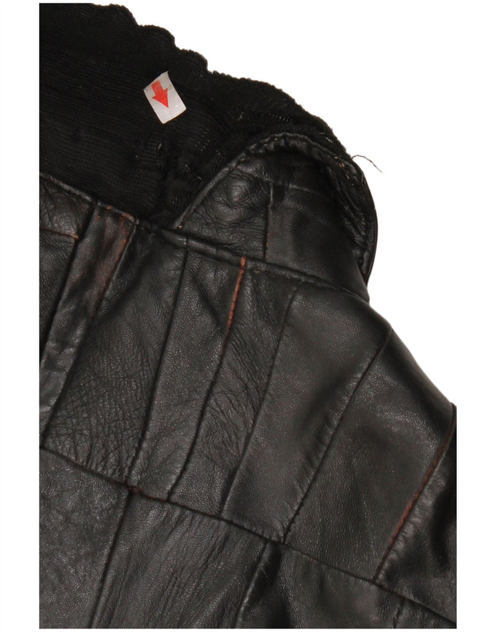 Vintage kvinde bomber læderjakke UK 12 Medium sort læder