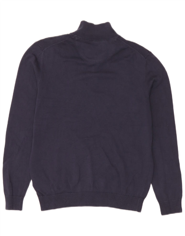 Timberland Maglione da uomo con zip e collo piccolo in cotone blu navy