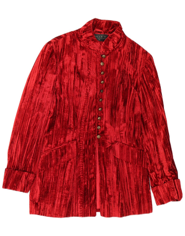 Vintage Womens Velvet Blazer Jacket UK 14 Medium Red Polyester