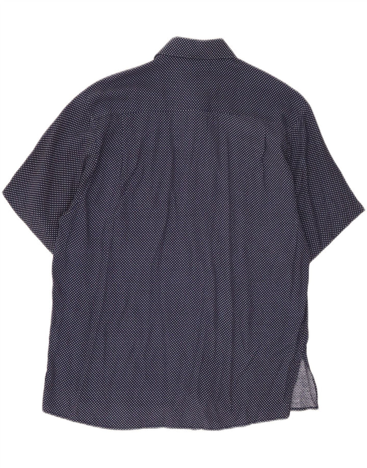 COTTON CLUB Mens Short Sleeve Shirt Medium Navy Blue Polka Dot Vintage Cotton Club and Second-Hand Cotton Club from Messina Hembry 