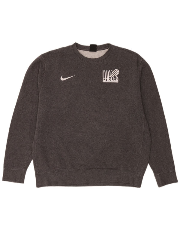 Felpa con grafica Nike Eagles da uomo, grande, in cotone grigio