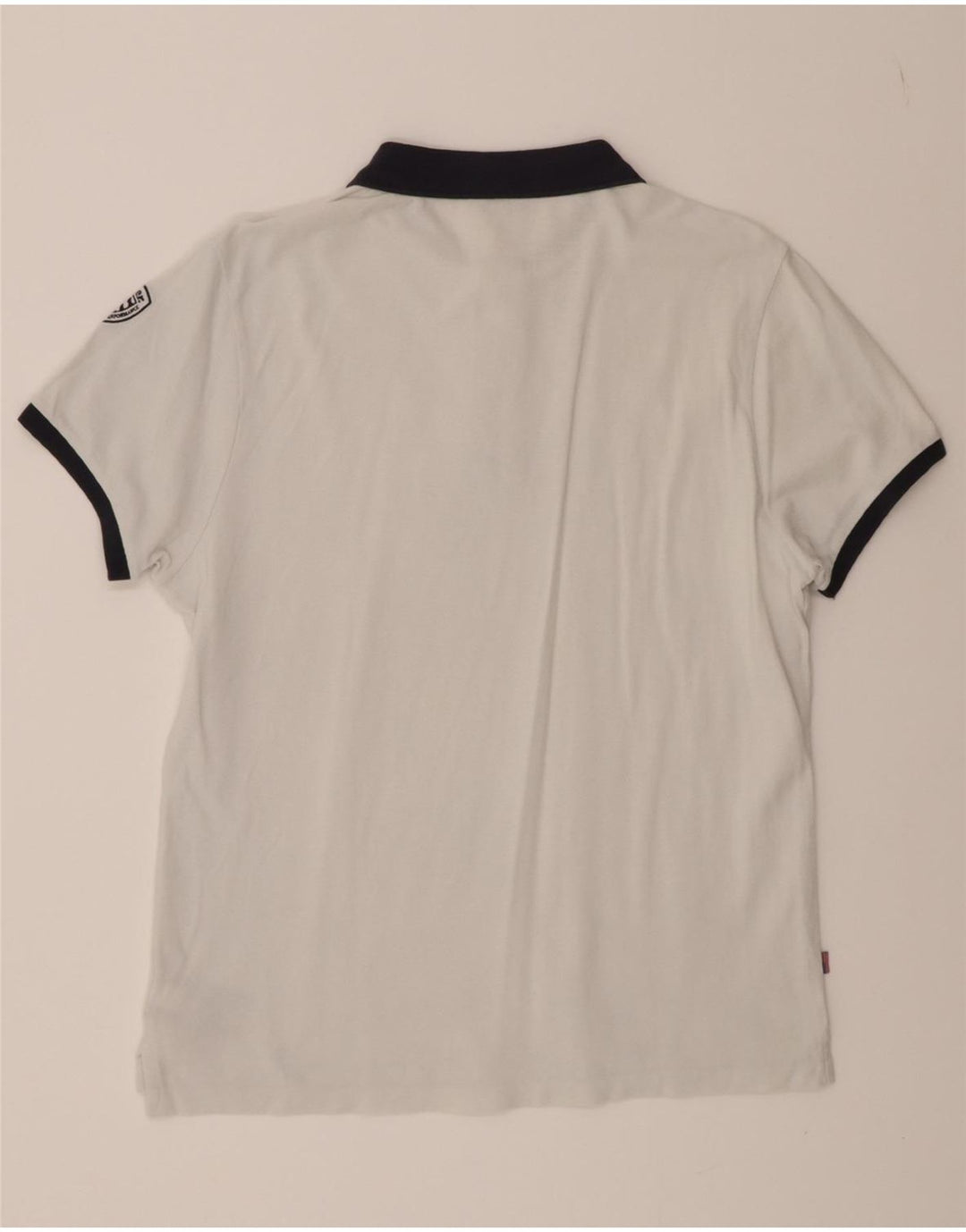 BLAUER Mens Graphic Polo Shirt Medium White Vintage Blauer and Second-Hand Blauer from Messina Hembry 