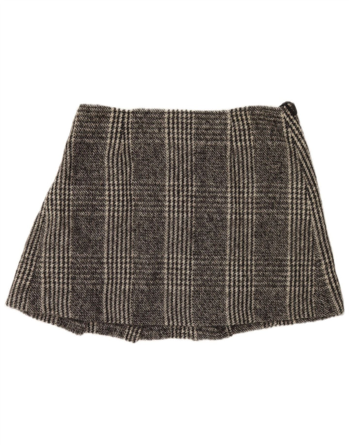 Max & Co. Damen Mini-Wickelrock UK 14 Large W34 Grau karierte Wolle