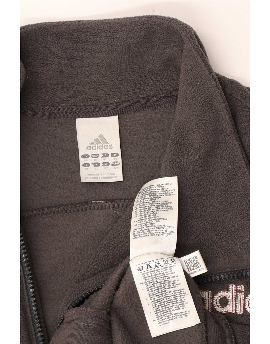 Adidas Dame Grafisk Fleecejakke UK 14 Medium Grey Polyester