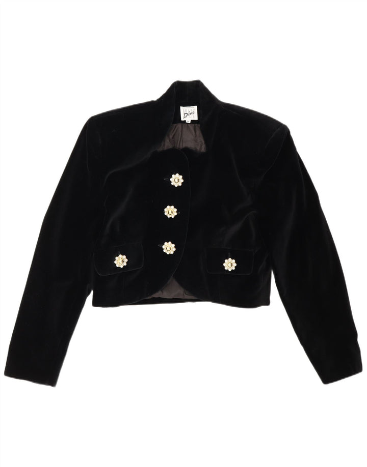Max Dine Dame Velvet Bolero Jacket IT 44 Medium Sort Bomuld