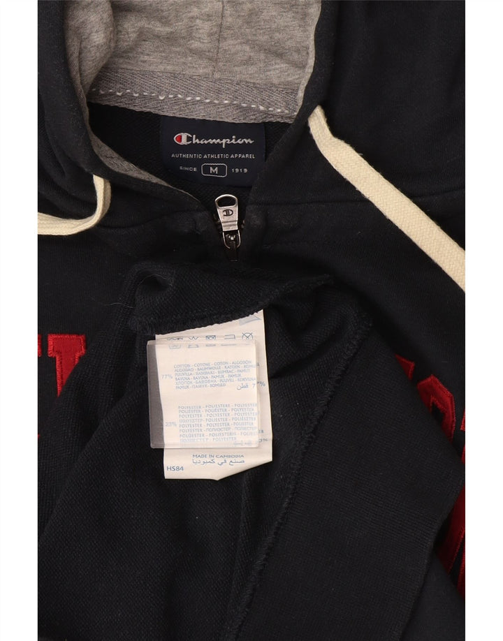 Champion Mens Graphic Zip Hoodie Sweater Medium Grey Cotton