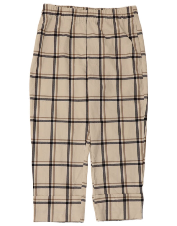 Zara Womens Cropped Trousers XL W32 L24 White Check Polyester