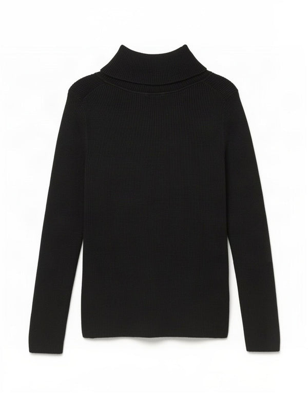Gap Dame Roll Neck Jumper Sweater UK 12 Medium Sort Bomuld