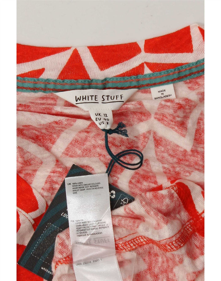 White Stuff Womens Blouse Top UK 12 Medium Red Geometric Linen