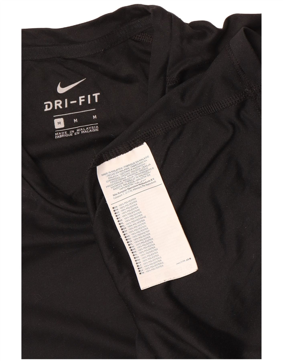 Nike Mens Dri Fit T-Shirt Top Medium Black Polyester