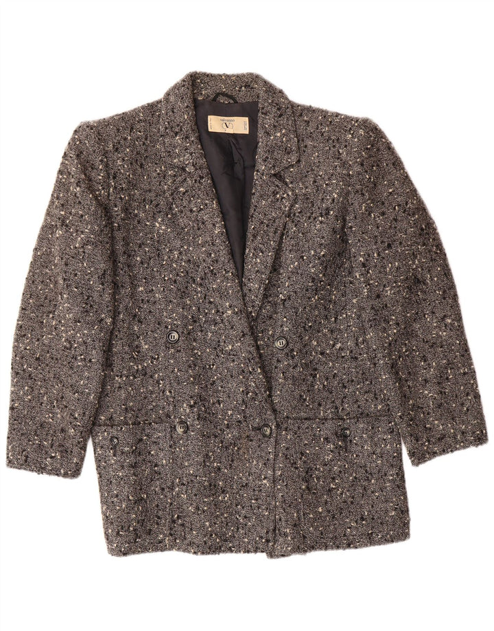 VALENTINO Womens Double Breasted Blazer Jacket IT 44 Medium Grey Flecked