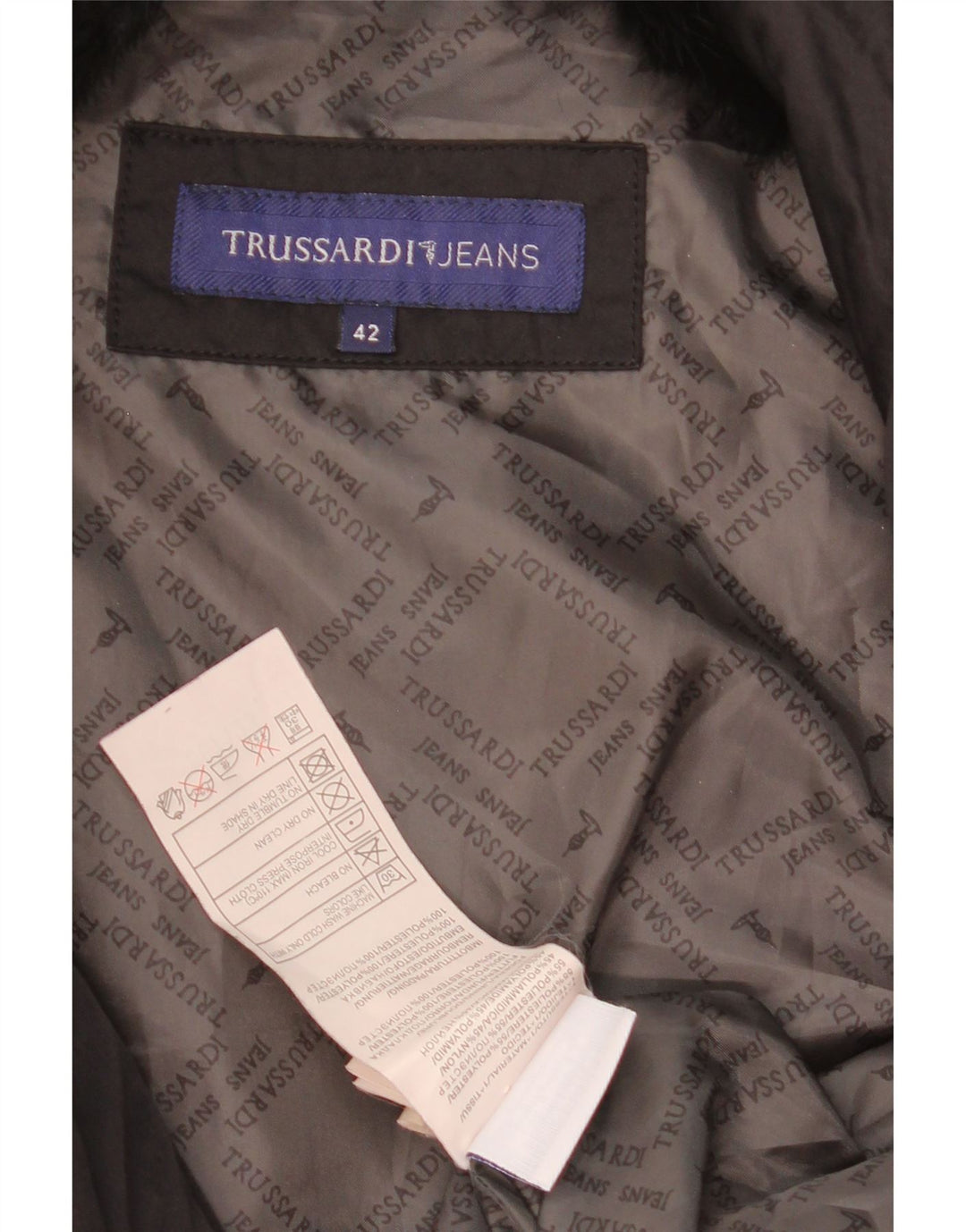 Trussardi Jeans Damen Crop Wattierte Jacke IT 42 Mittelschwarzes Polyester