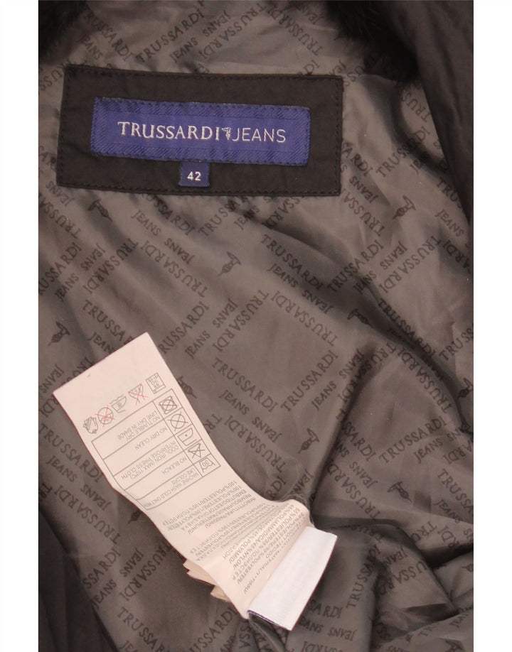 Trussardi Jeans Damen Crop Wattierte Jacke IT 42 Mittelschwarzes Polyester