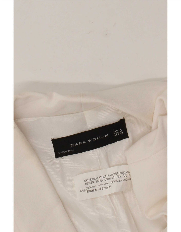 Zara Damen-Blazer mit 3/4-Ärmeln, offen, UK 14, Mittelweiß, Polyester