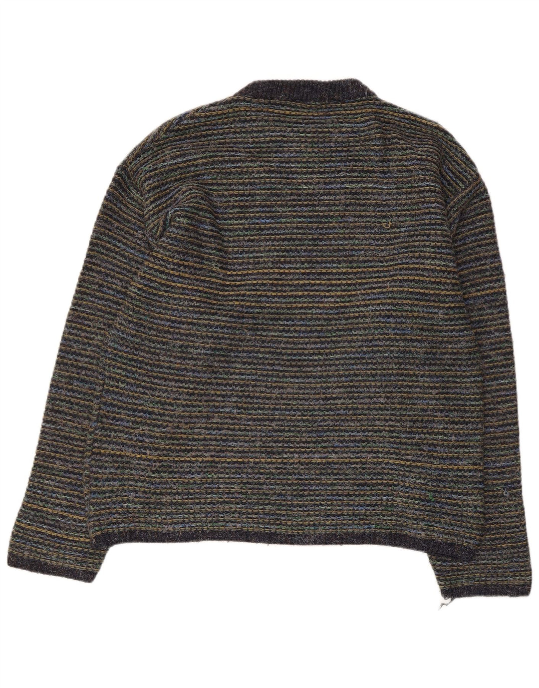 Vintage Mens Crew Neck Jumper Sweater Large Multicoloured Pinstripe Wool