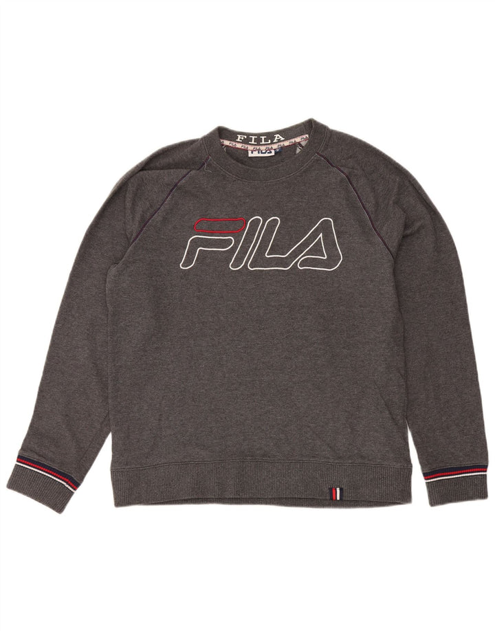 Męska bluza z grafiką Fila, średnioszara, bawełniana w plamki