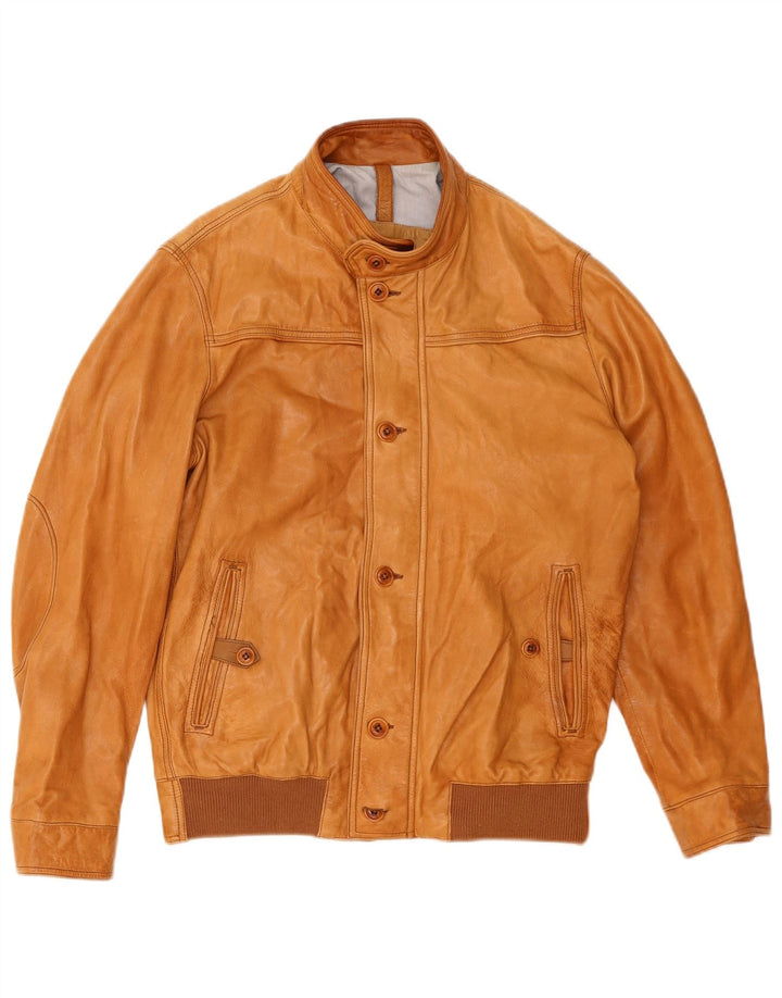 Giacca in pelle da uomo Massimo Dutti UK 40 Large in pelle marrone