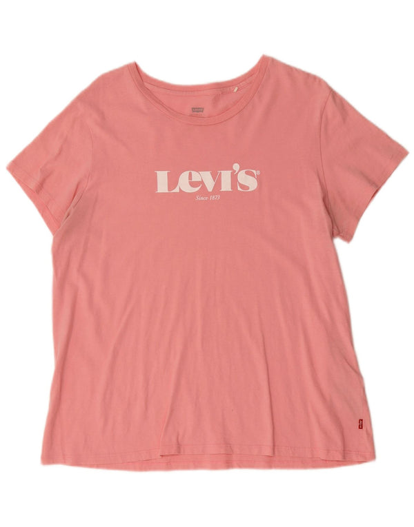 Camiseta feminina gráfica Levi's UK 18 XL algodão rosa