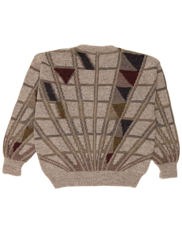 Pulover pentru bărbați Frank Alexs cu gât roșu IT 50 Medium Gri Geometric Lână