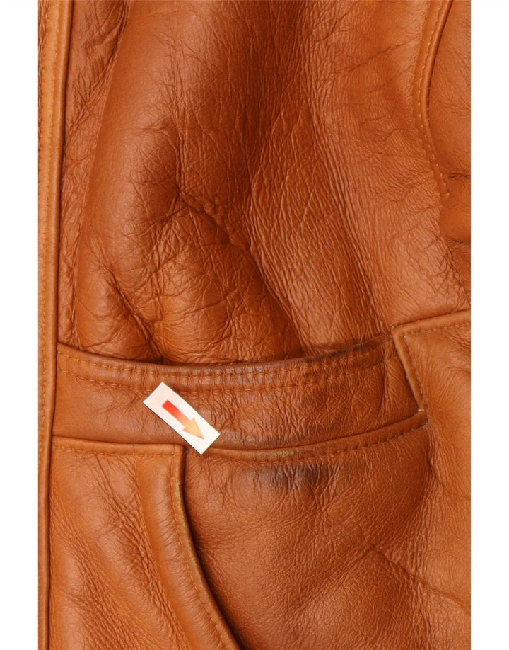 Giacca vintage da uomo in shearling a 3 bottoni IT 48 Colorblock marrone medio