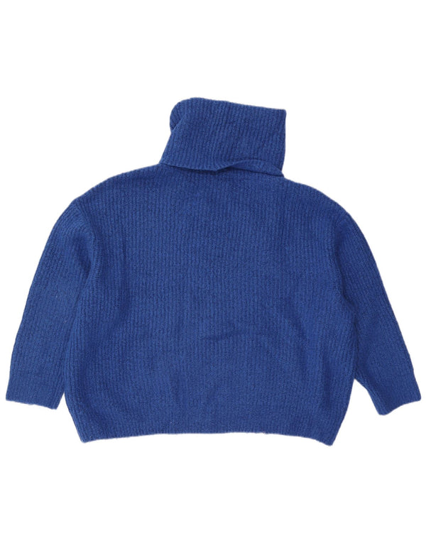 Zara Mujer Oversize Roll Neck Jumper Sweater UK 10 Small Azul Acrílico