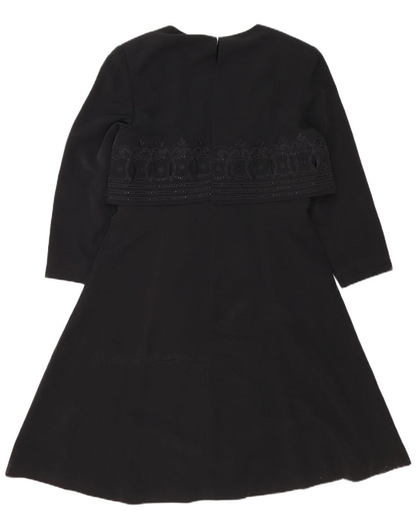 Bagatelle Womens 3/4 Sleeve A-Line Dress IT 46 Large Black Paisley