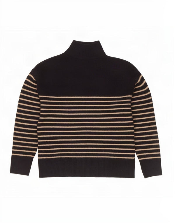 Maglione Zara da donna con collo a bottoni, UK 14, medio, blu navy a righe
