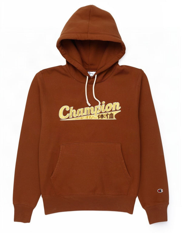 Maglione con cappuccio grafico da uomo Champion piccolo in cotone marrone