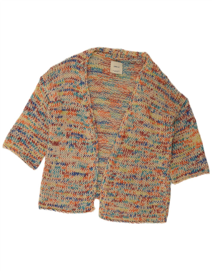 Zara Womens Oversized 3/4 Sleeve Cardigan Sweater UK 10 Small Multicoloured