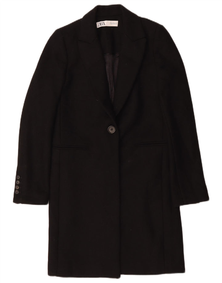 Zara Dame Overfrakke UK 6 XS Sort Polyester