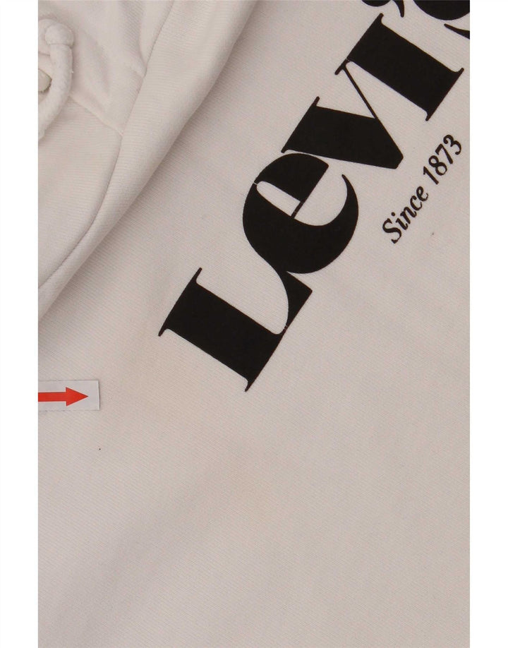 Levi's Mens Graphic Hoodie Jumper Small White Cotton