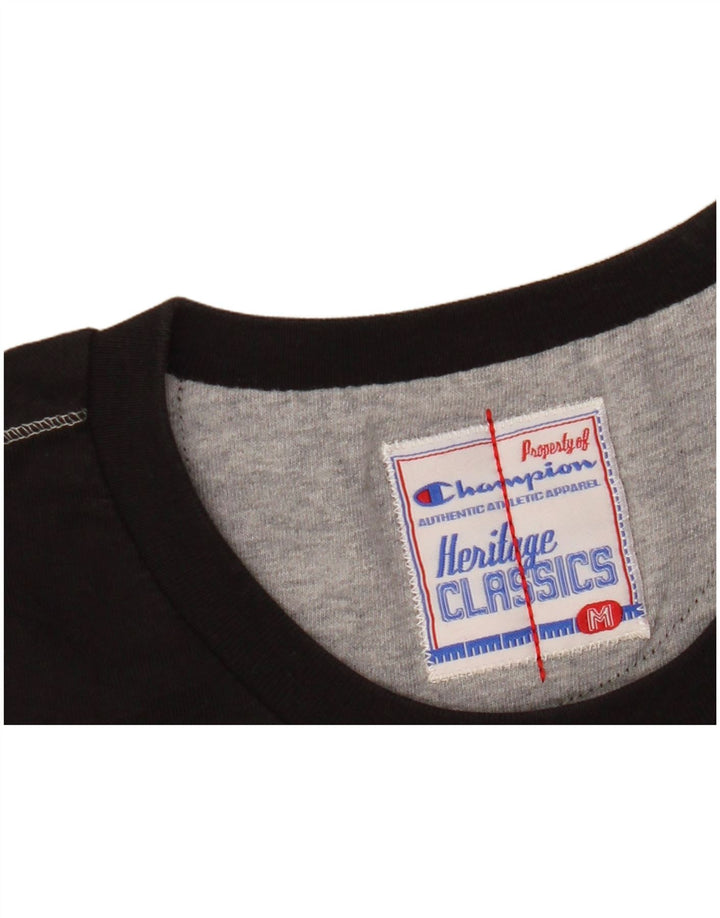 CHAMPION Womens Heritage Classics Crop T-Shirt Top UK 12 Medium Black