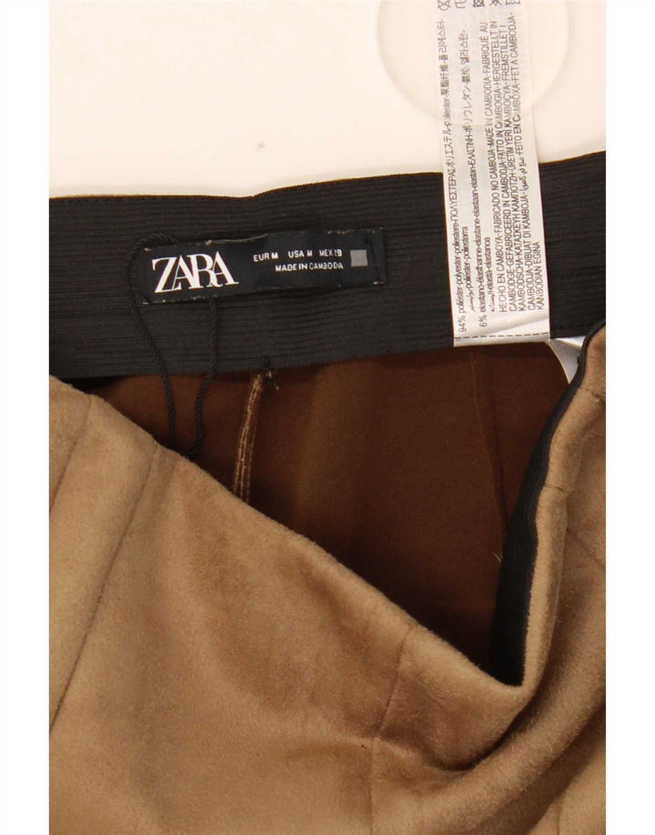 Zara Womens Slim High Waist Trousers Medium W28 L27 Brown Polyester