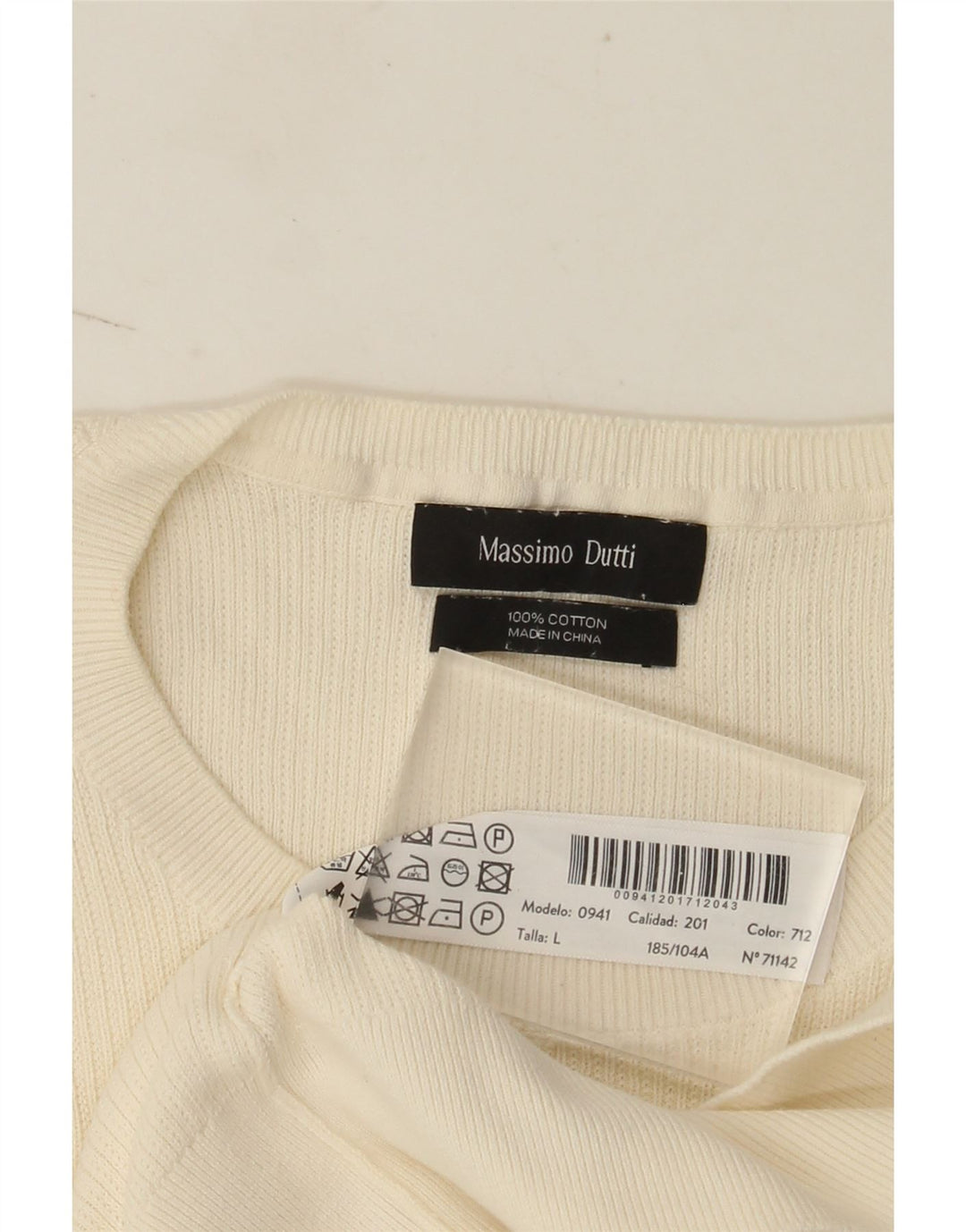 Massimo Dutti Mens Short Sleeve T-Shirt Top Large White Cotton