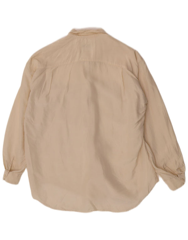 Bluză cămașă supradimensionată pentru femei Vintage UK 14 Medium Off White
