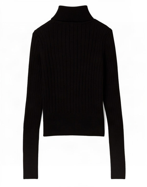 Zara Pull court à col roulé pour femme UK 12 Viscose noir moyen