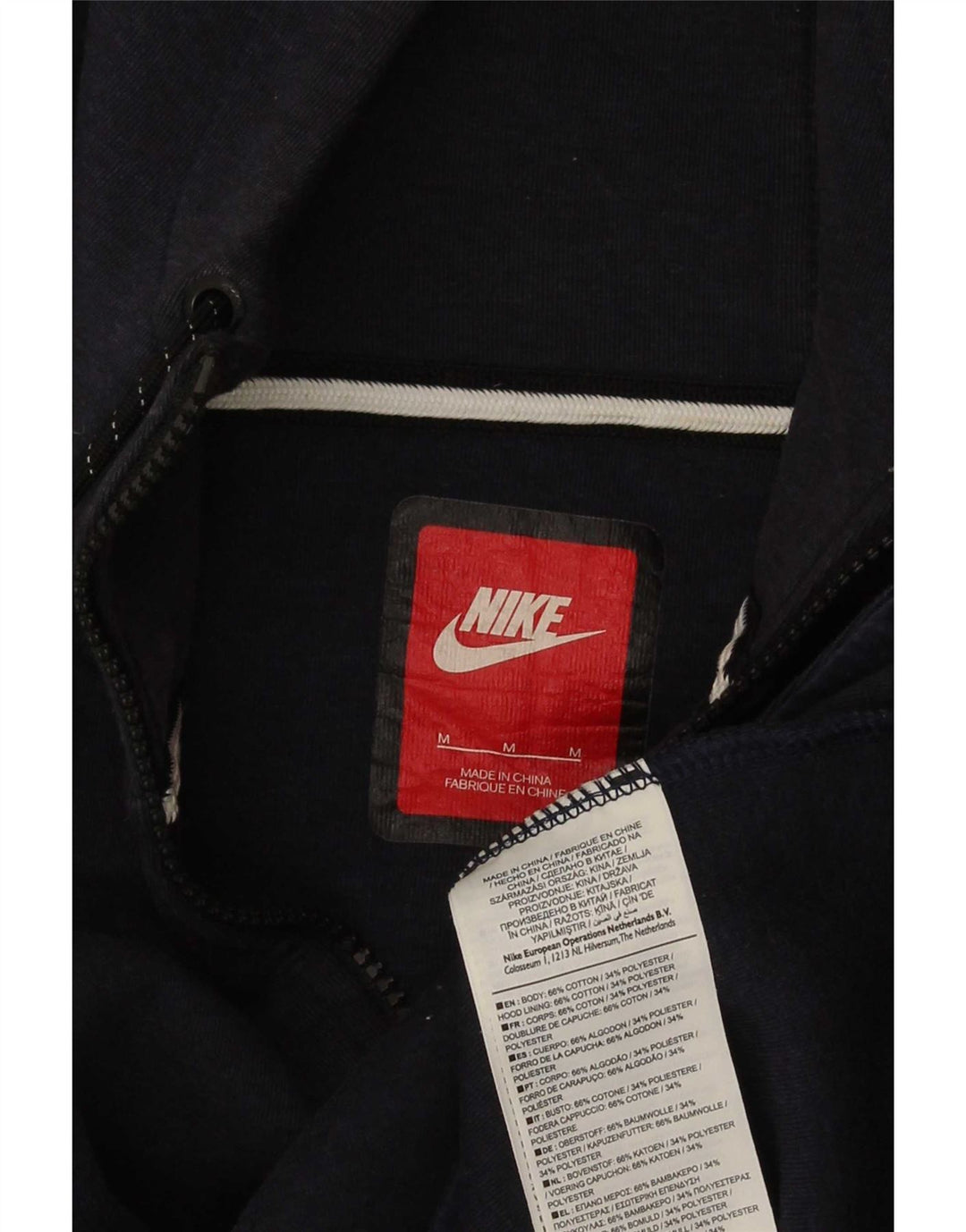 Felpa con cappuccio e zip Nike da uomo in cotone blu navy medio