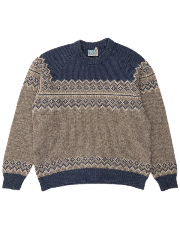 Norsewear Herre Jumper Sweater UK 42 Large Grey Fair Isle Wool