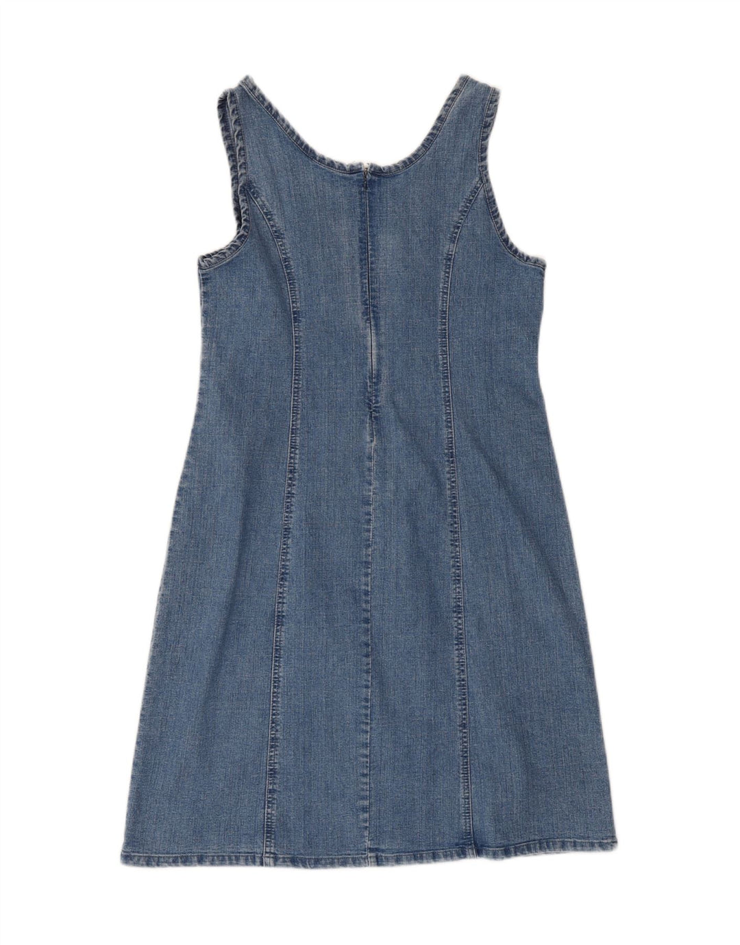 VINTAGE Womens Sleeveless Denim Dress UK 14 Medium Blue Vintage Vintage and Second-Hand Vintage from Messina Hembry 